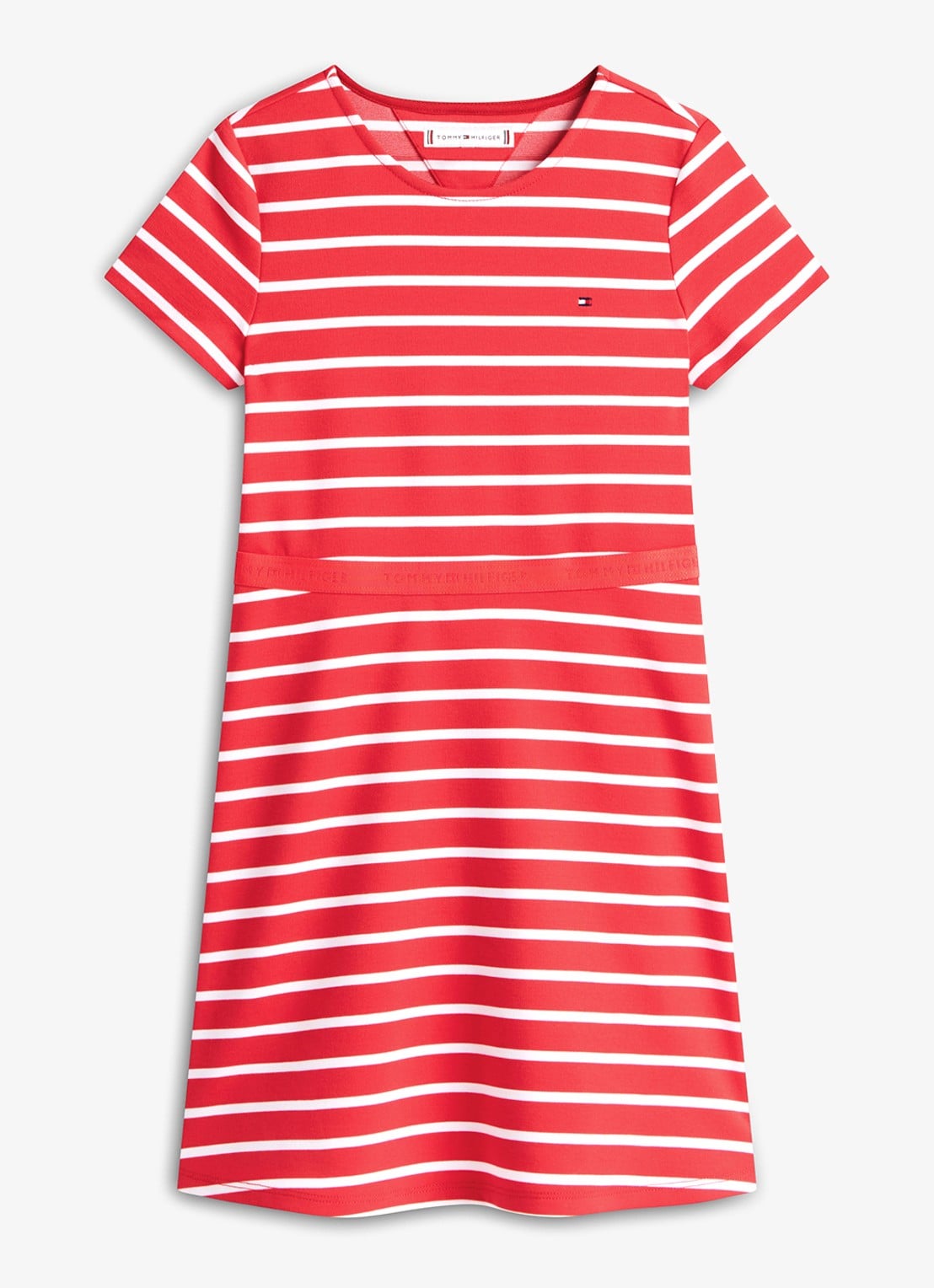 Tommy Hilfiger Jurk met streepprint  - voorkant rood