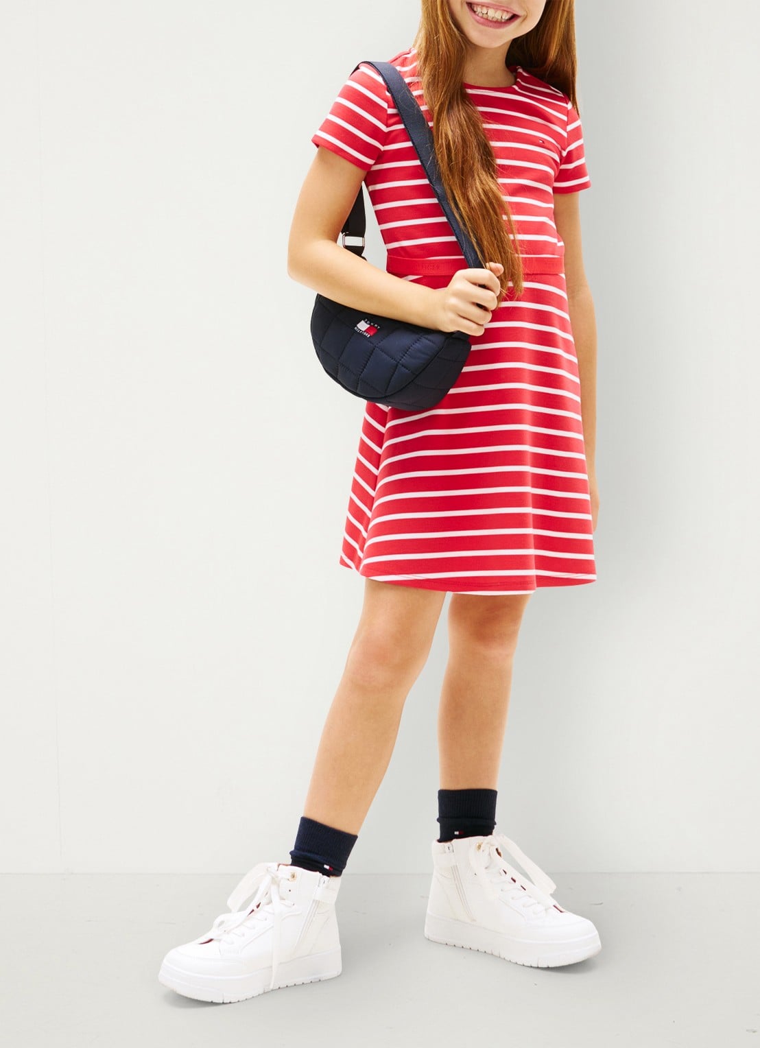 Tommy Hilfiger Jurk met streepprint  - voorkant 2 rood
