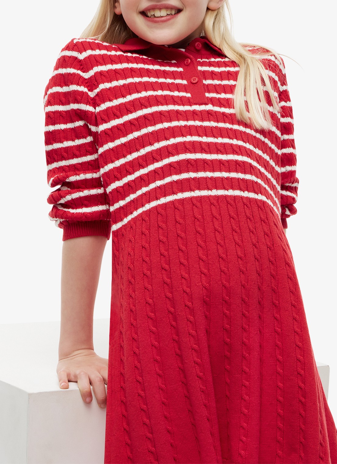 Tommy Hilfiger Jurk met streepprint - detail 4 rood