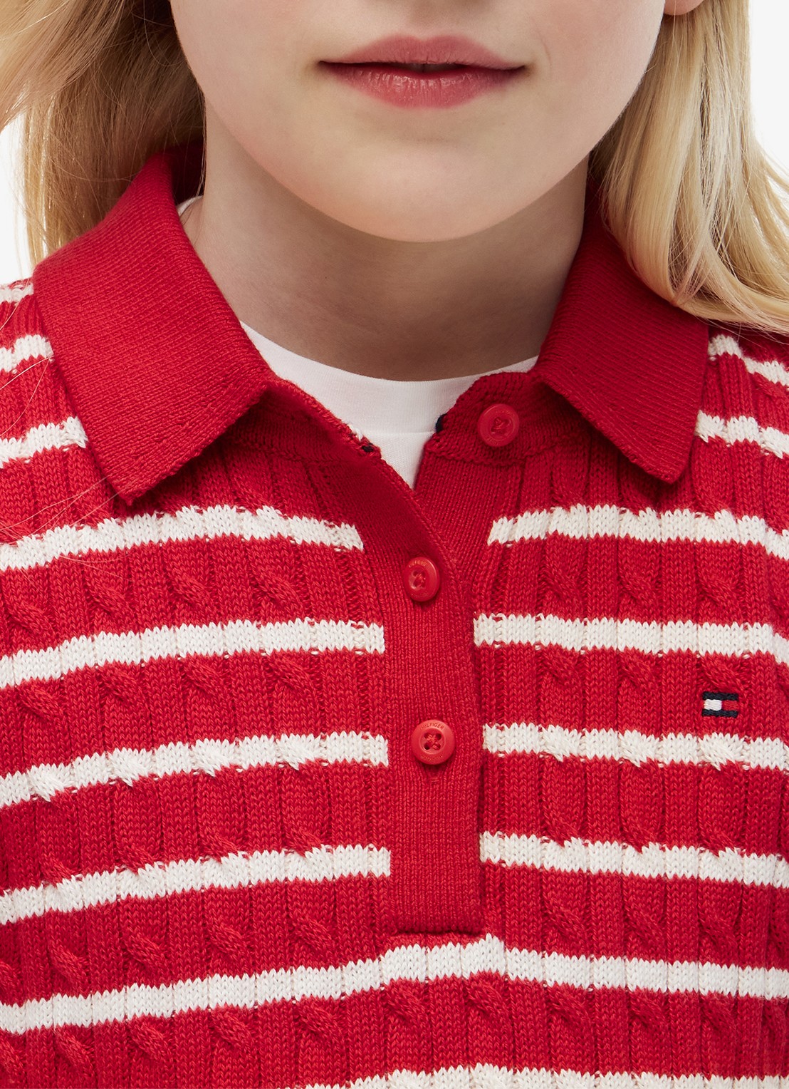 Tommy Hilfiger Jurk met streepprint - detail 5 rood
