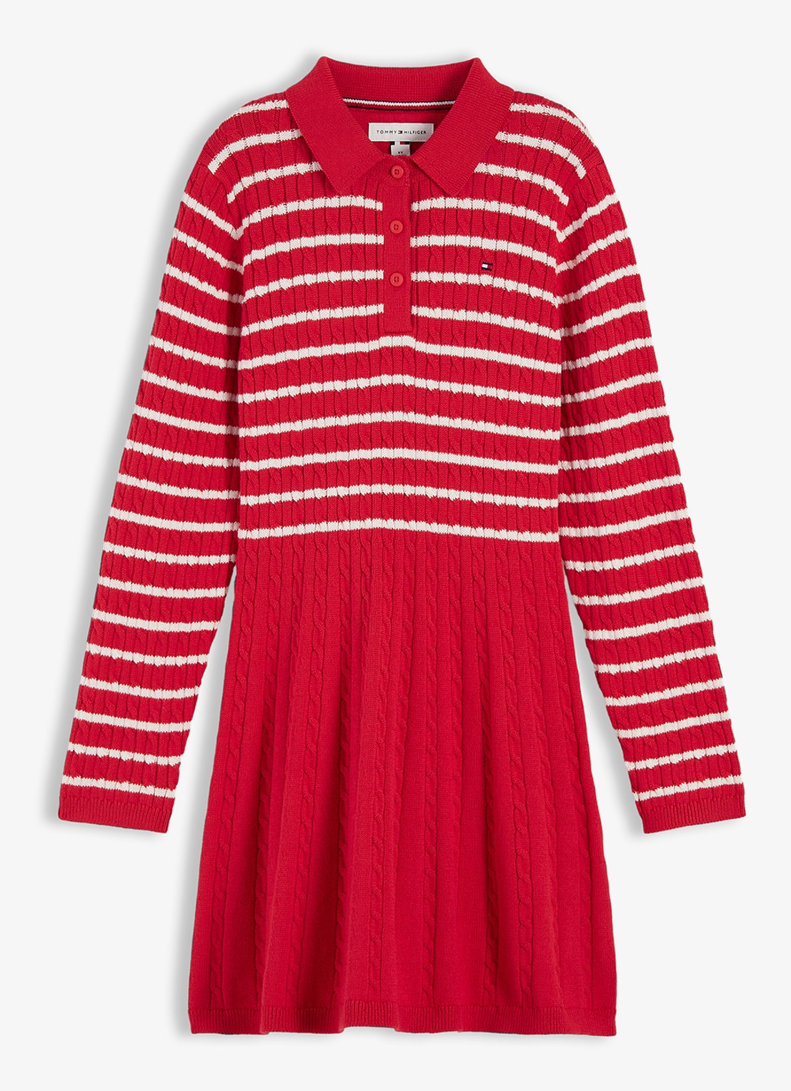 Tommy Hilfiger Jurk met streepprint - voorkant rood