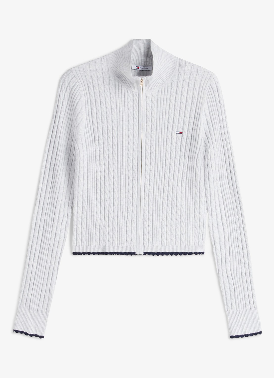 Tommy Hilfiger Kabelgebreid vest met logo  - voorkant 3 wit