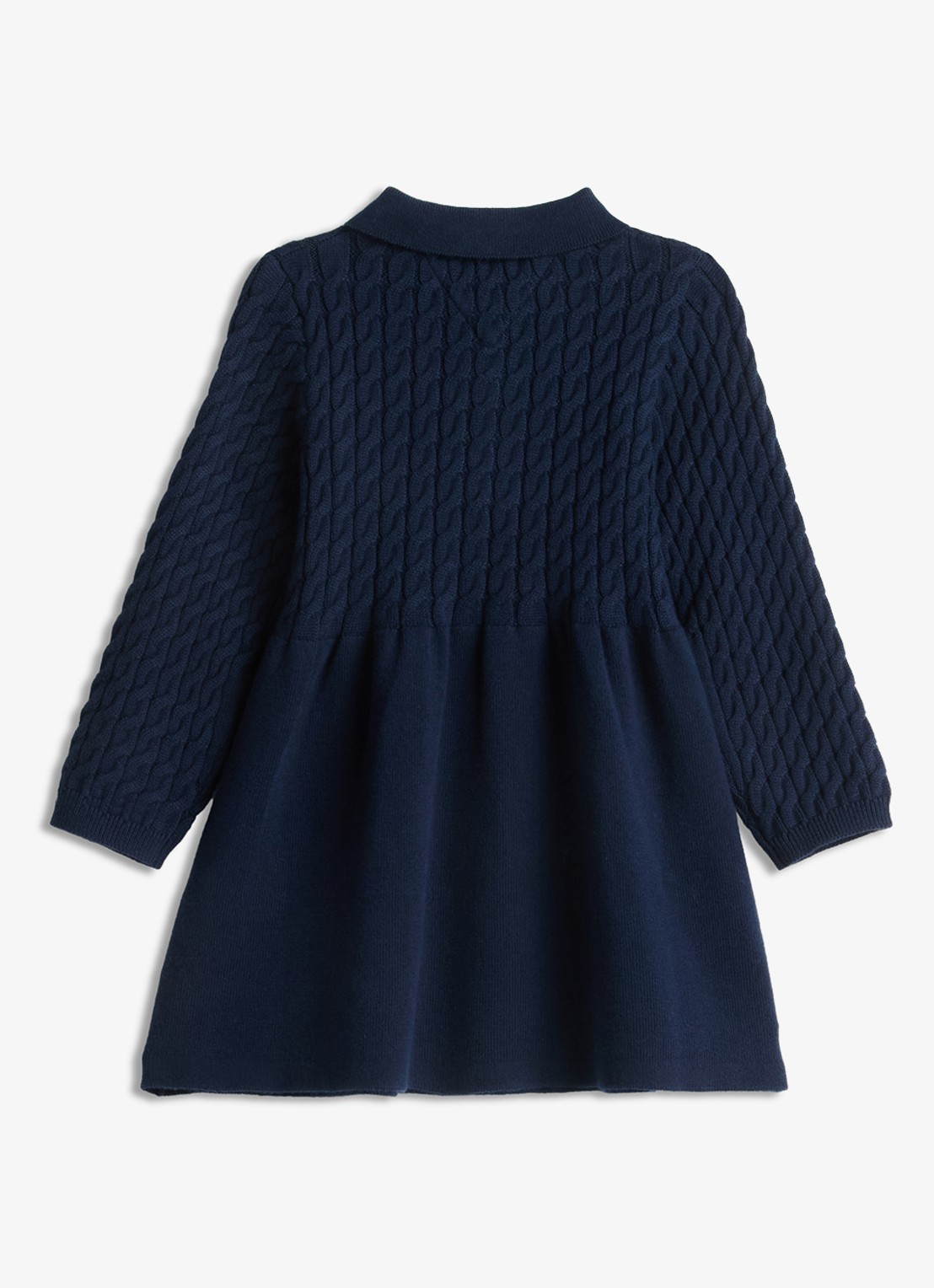 Tommy Hilfiger Kabelgebreide jurk met logoborduring - achterkant donkerblauw