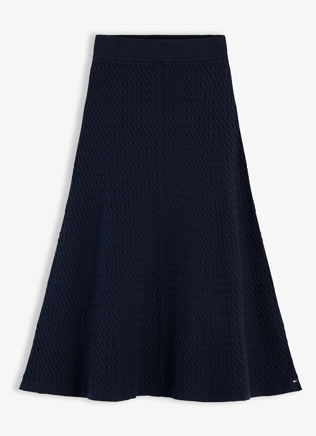Tommy Hilfiger Kabelgebreide midi rok met logoborduring - voorkant 4 donkerblauw