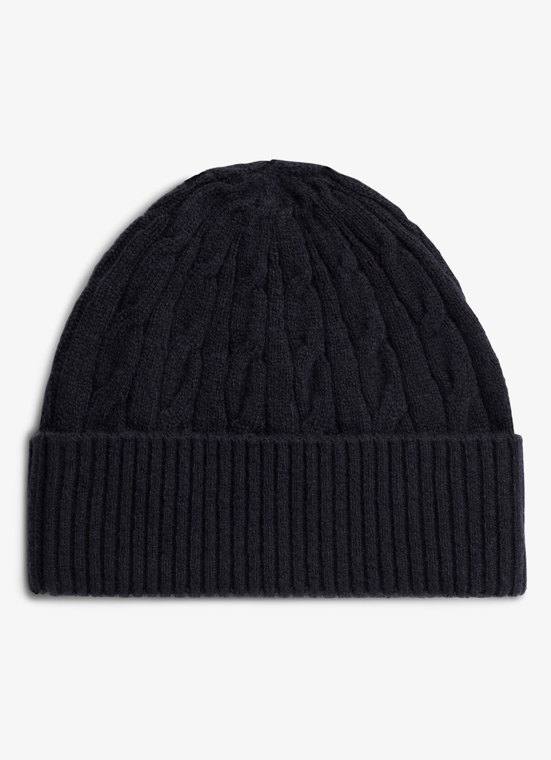 Tommy Hilfiger Kabelgebreide muts van wol  - achterkant 2 donkerblauw