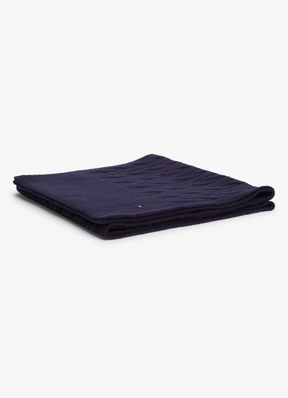 Tommy Hilfiger Kabelgebreide sjaal in lamswolblend - detail 3 blauwgrijs