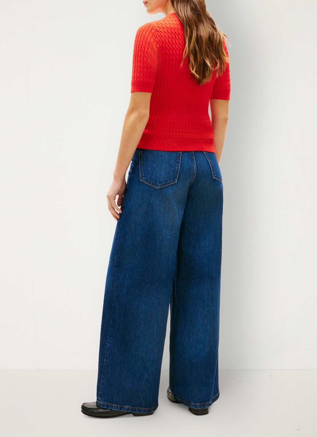 Tommy Hilfiger Kabelgebreide top met logoborduring - achterkant rood