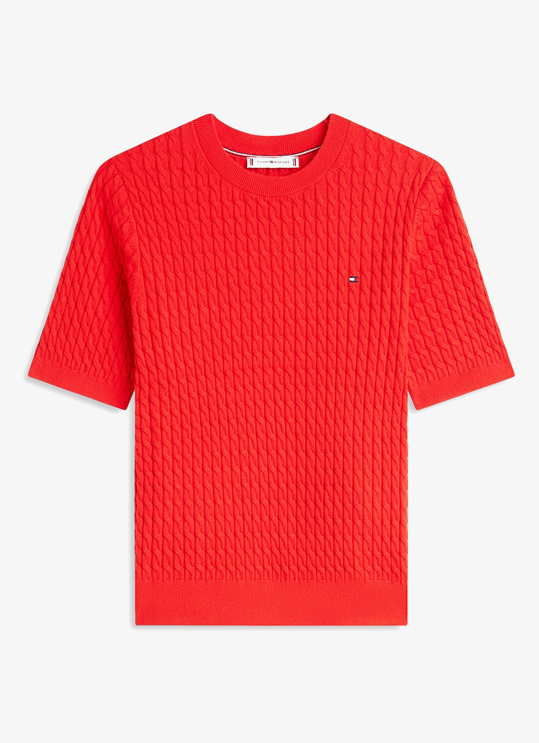 Tommy Hilfiger Kabelgebreide top met logoborduring - voorkant 4 rood