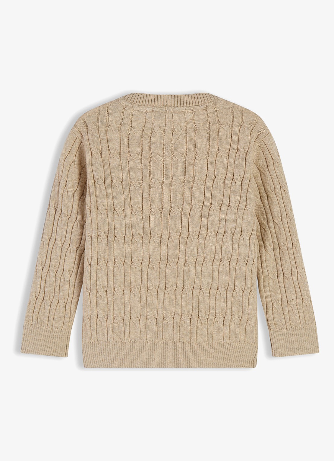 Tommy Hilfiger Kabelgebreide trui met logoborduring - achterkant 3 beige