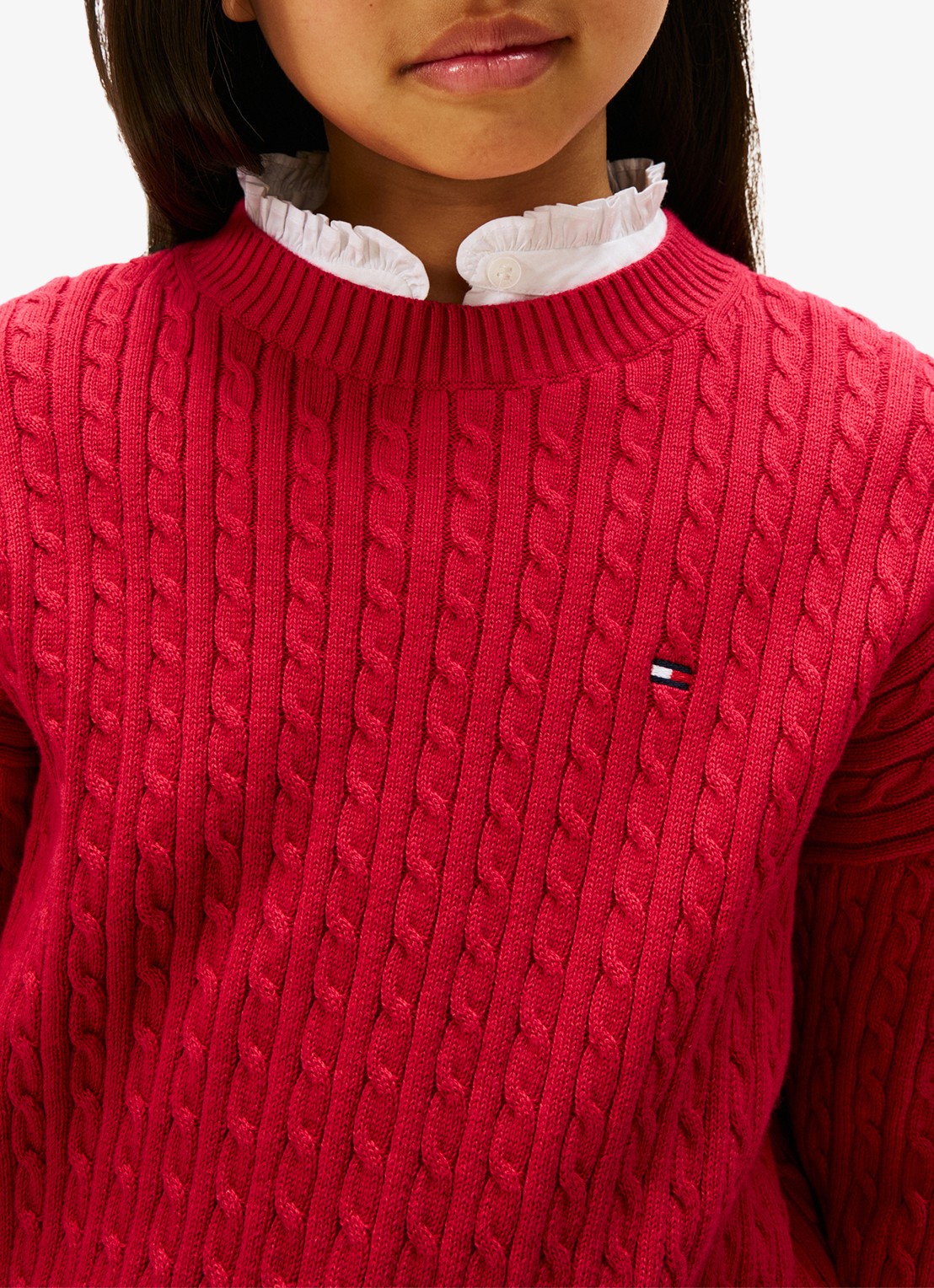 Tommy Hilfiger Kabelgebreide trui met logoborduring - detail 2 rood