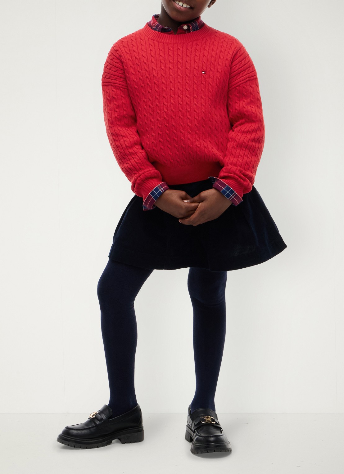 Tommy Hilfiger Kabelgebreide trui met logoborduring - voorkant 5 red-xlg