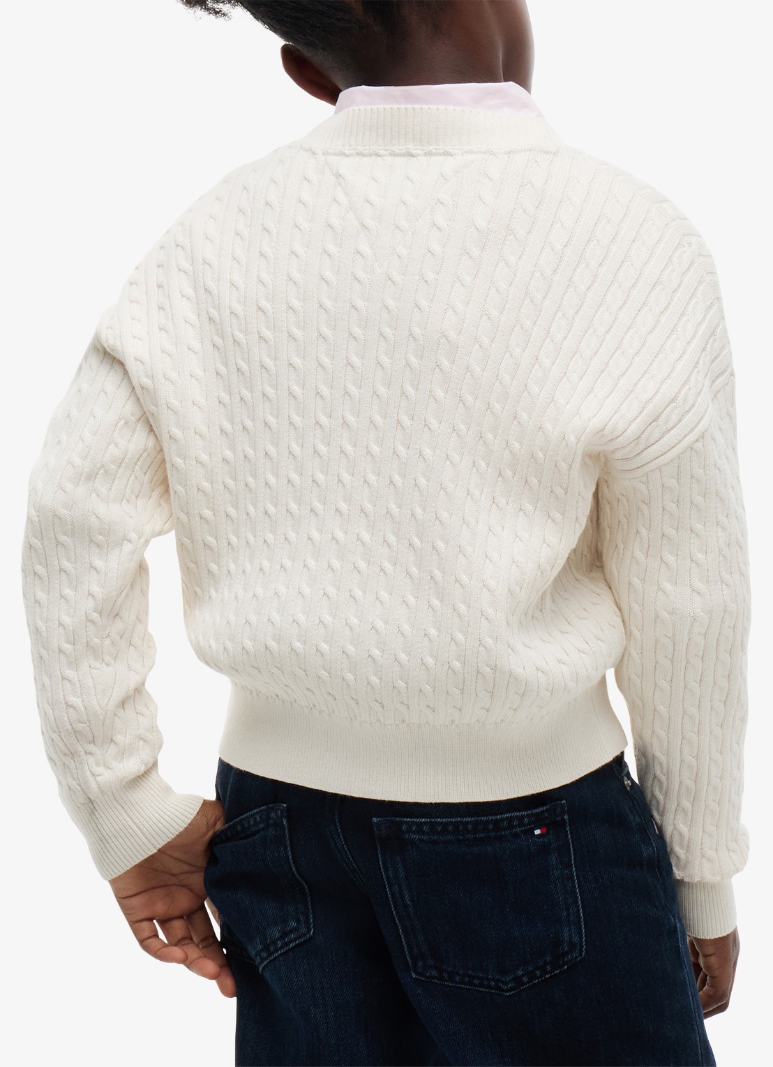 Tommy Hilfiger Kabelgebreide trui met logoborduring - achterkant 3 ivory petal-z00