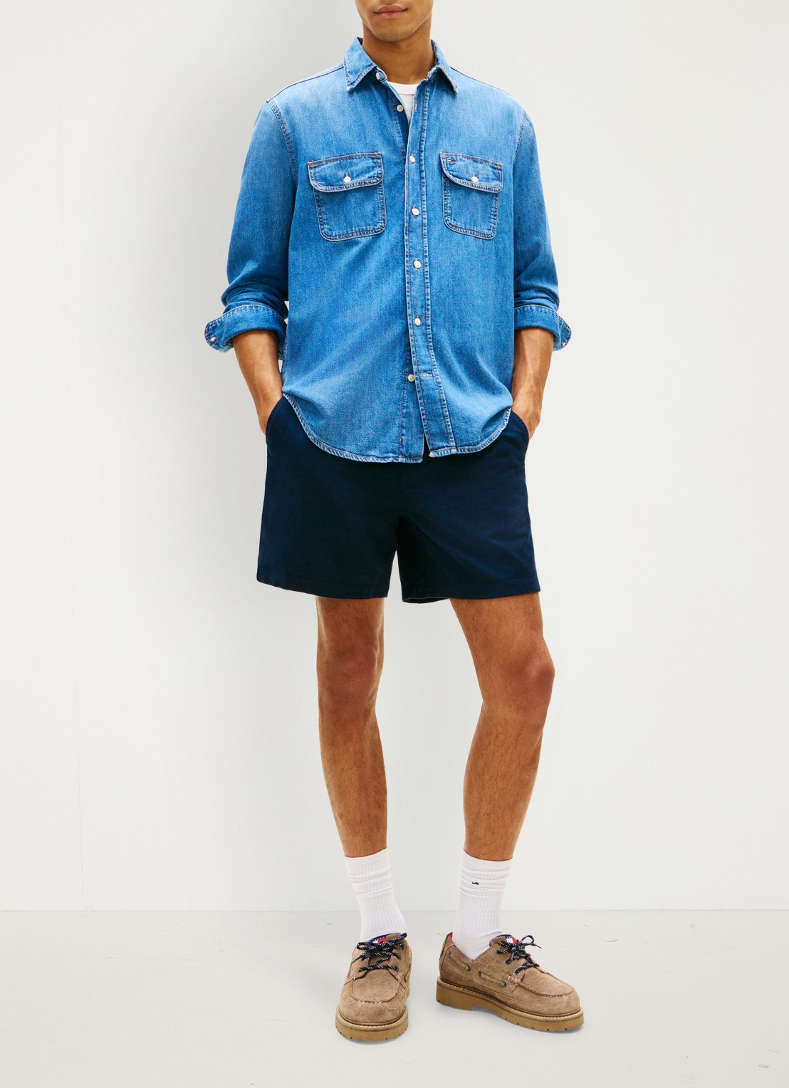 Tommy Hilfiger Korte broek in katoenblend - voorkant 4 dark night navy-c1g