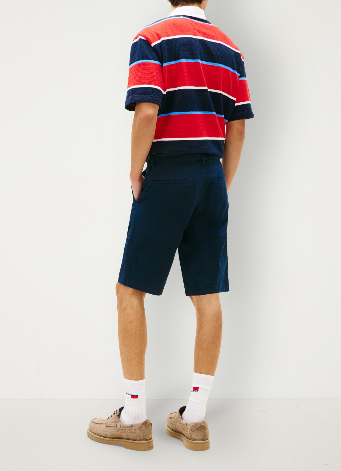 Tommy Hilfiger Korte broek in katoenblend - achterkant donkerblauw