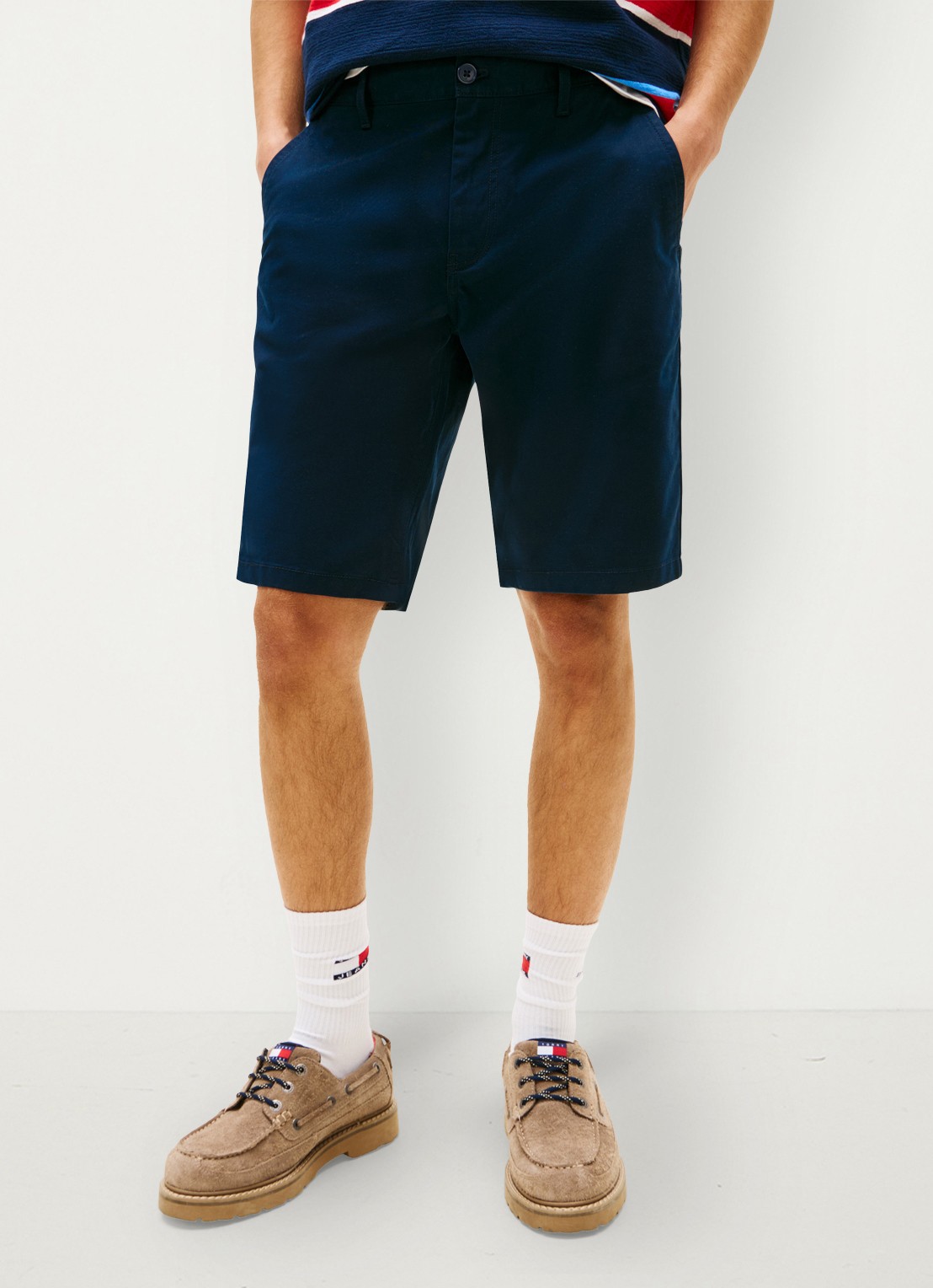 Tommy Hilfiger Korte broek in katoenblend - detail 2 donkerblauw