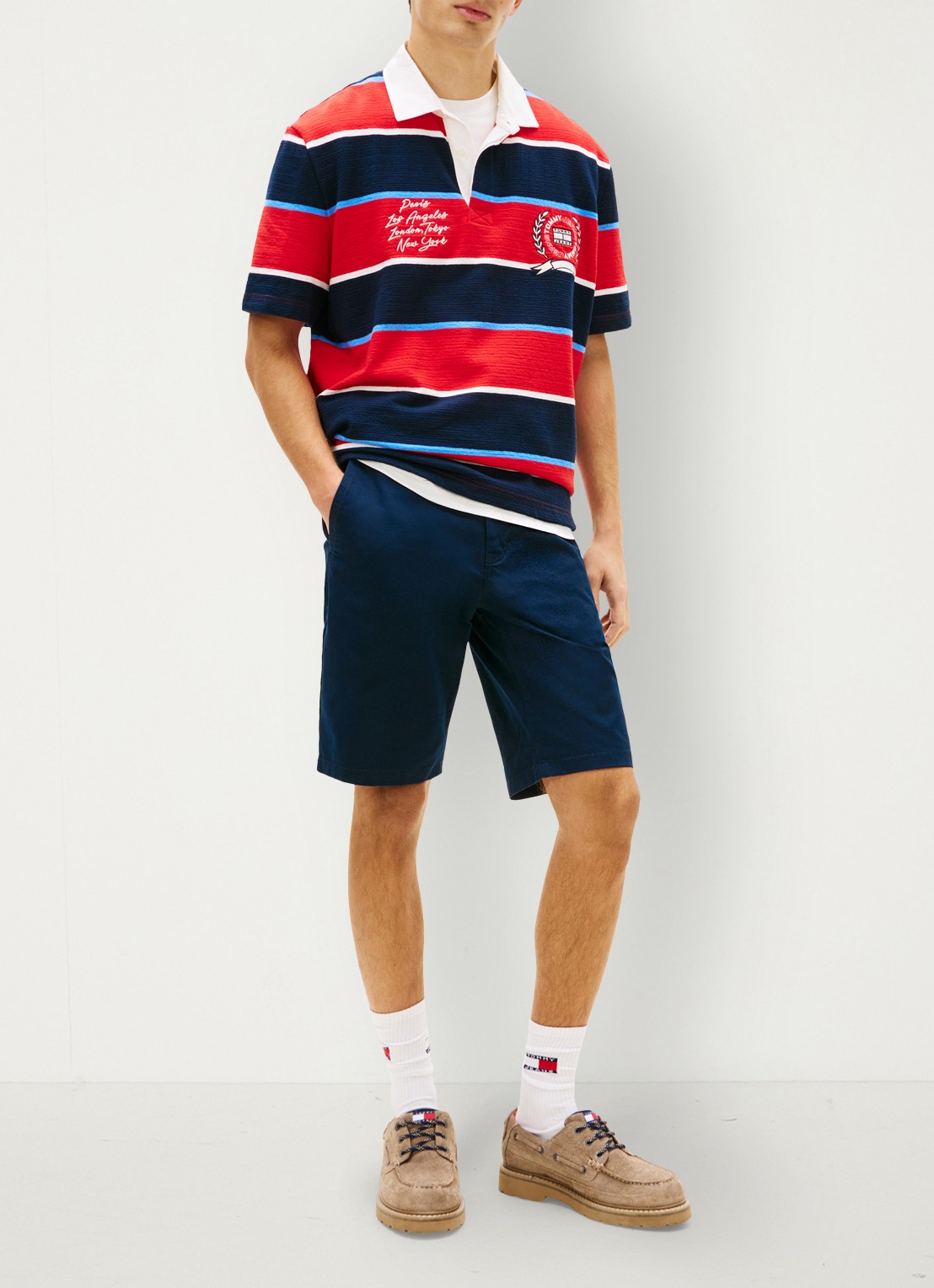 Tommy Hilfiger Korte broek in katoenblend - voorkant 5 donkerblauw