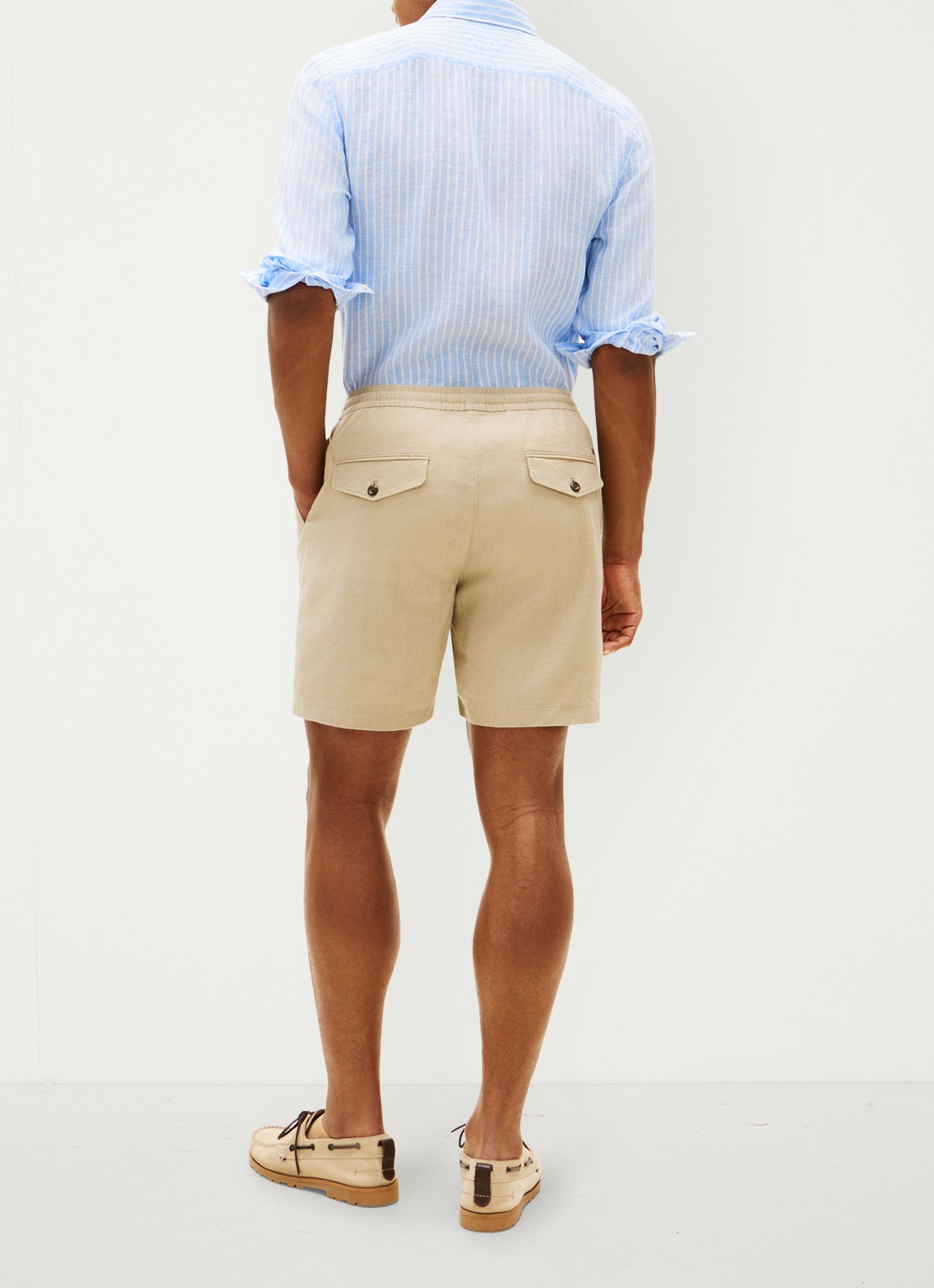 Tommy Hilfiger Korte broek in linnenblend - achterkant khaki