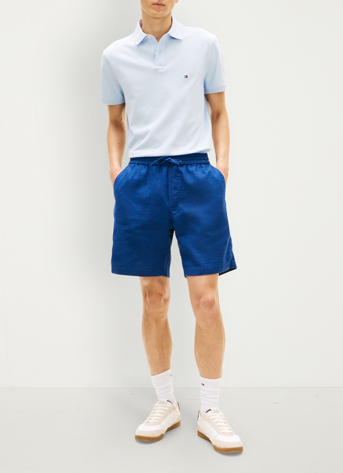 Tommy Hilfiger Korte broek in linnenblend - voorkant 3 jeans