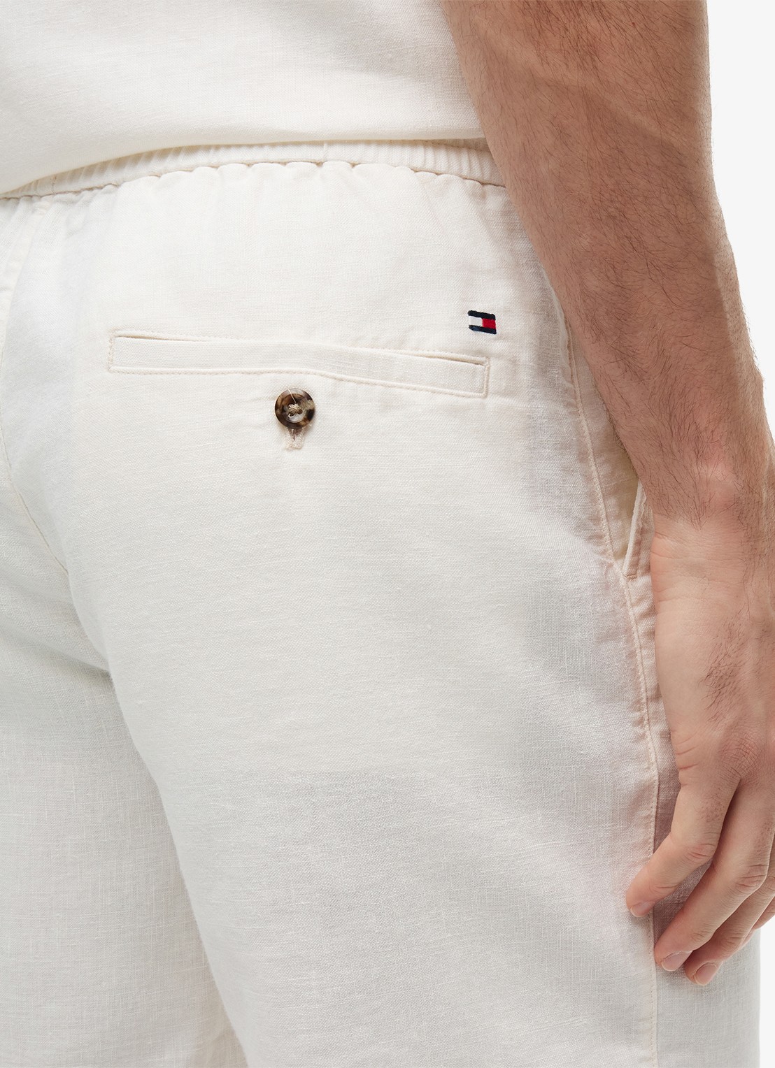 Tommy Hilfiger Korte broek in linnenblend - detail 5 ivoor