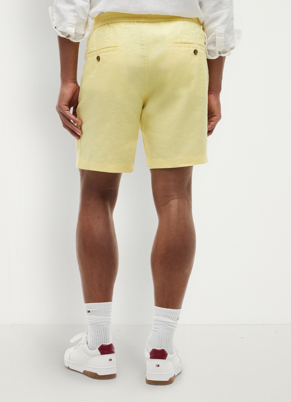 Tommy Hilfiger Korte broek in linnenblend - achterkant geel