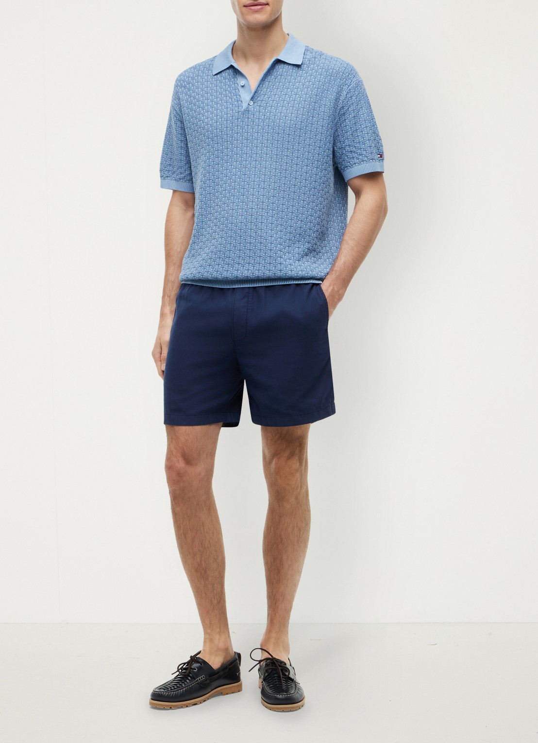 Tommy Hilfiger Korte broek met logo - voorkant 2 donkerblauw