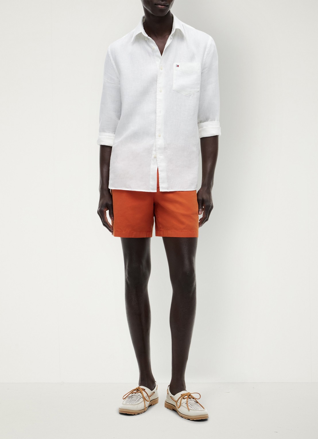 Tommy Hilfiger Korte broek met logo - voorkant 3 oranje