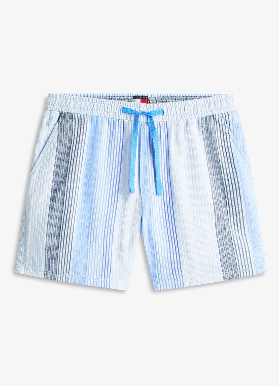 Tommy Hilfiger Korte broek met streepprint - voorkant 2 lichtblauw
