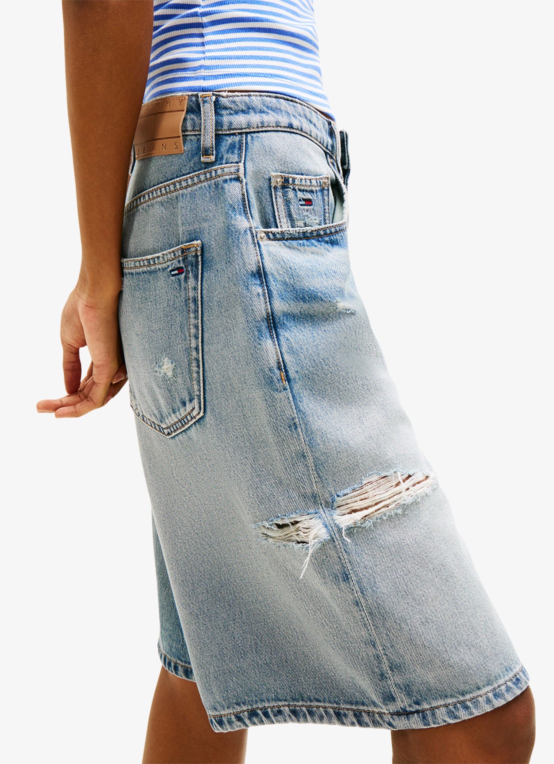 Tommy Hilfiger Korte broek van denim - detail 5 donkerblauw