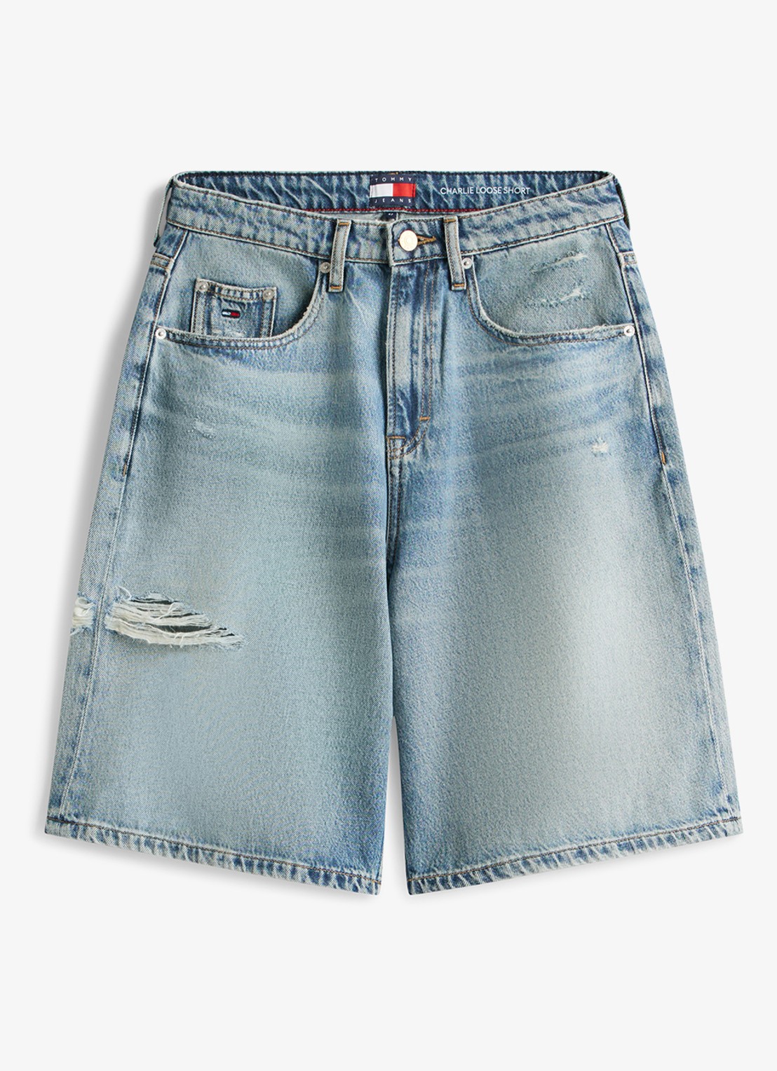 Tommy Hilfiger Korte broek van denim - voorkant donkerblauw