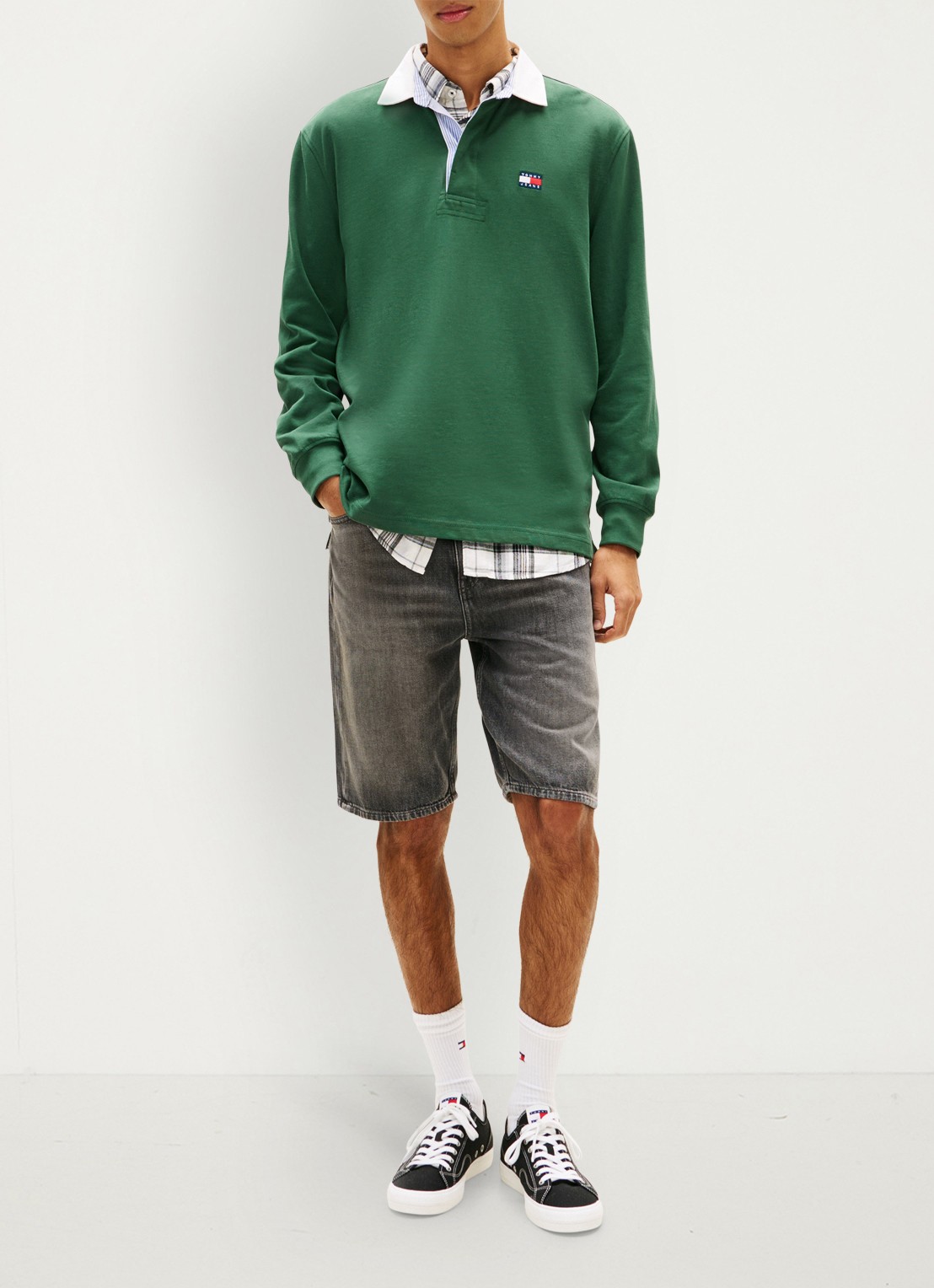Tommy Hilfiger Korte broek van denim - voorkant 5 middengrijs