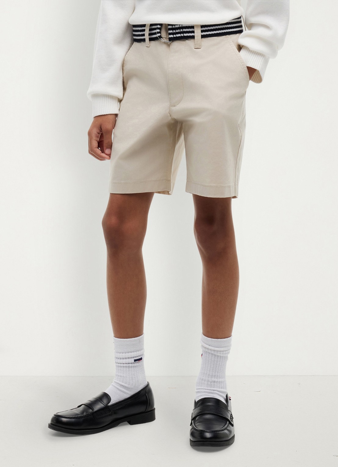 Tommy Hilfiger Korte chino in katoenblend - detail beige