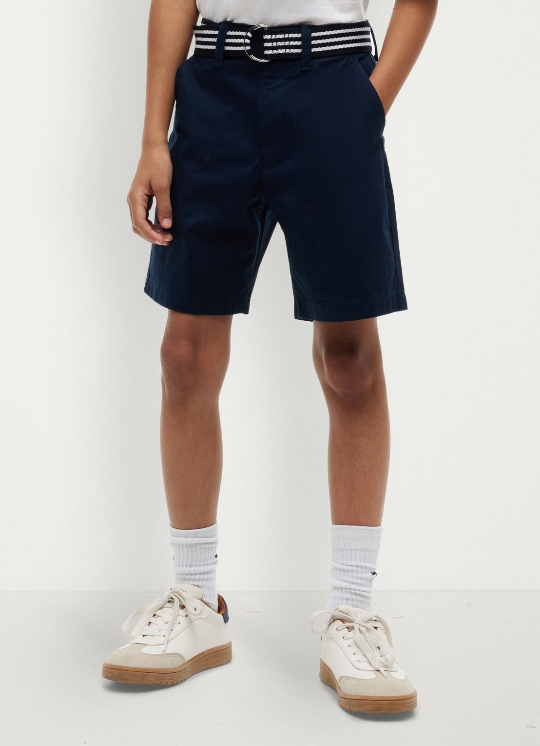 Tommy Hilfiger Korte chino in katoenblend - detail dark night navy-c1g