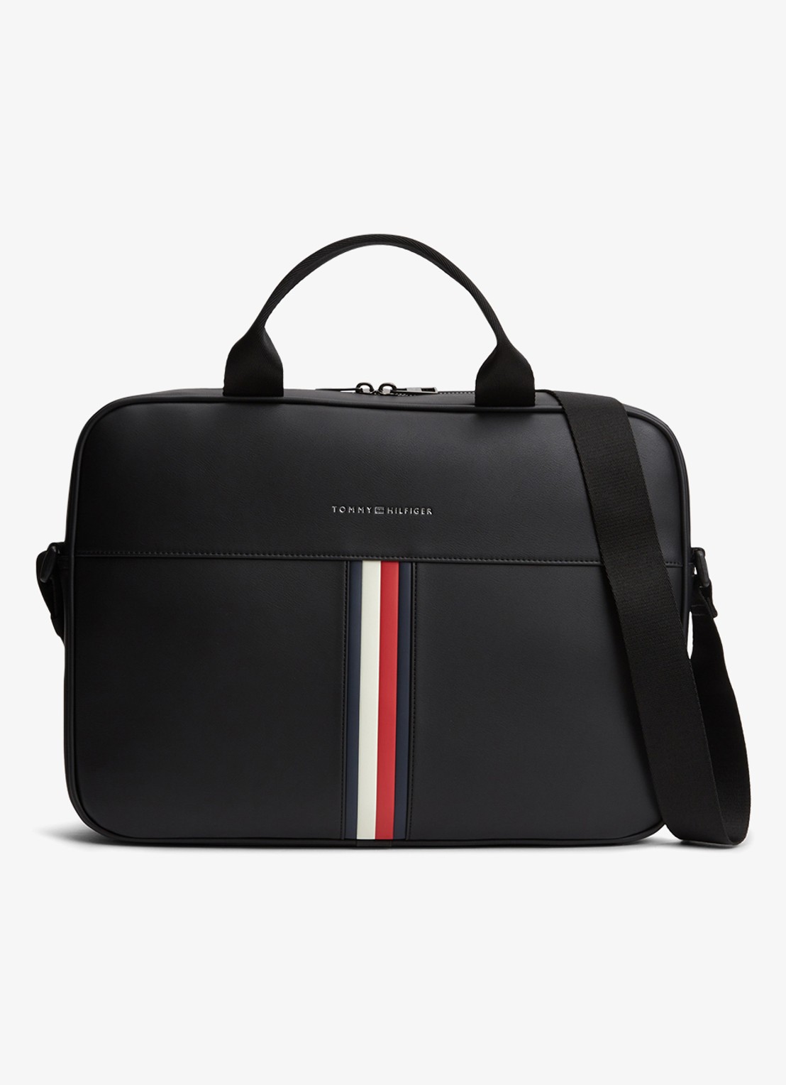 Tommy Hilfiger Laptoptas met logo - voorkant 4 diepzwart