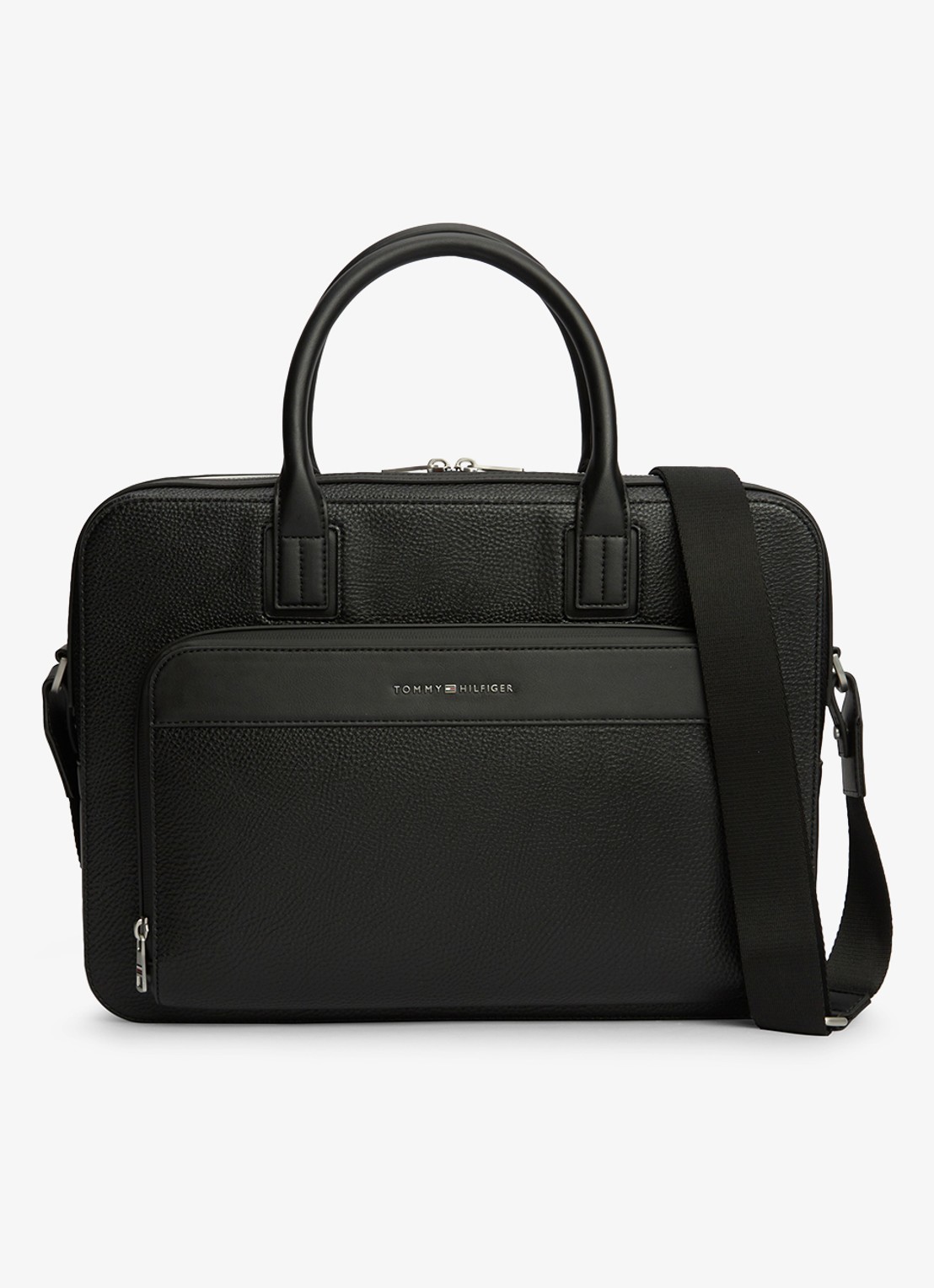 Tommy Hilfiger Laptoptas met logo - voorkant 4 diepzwart