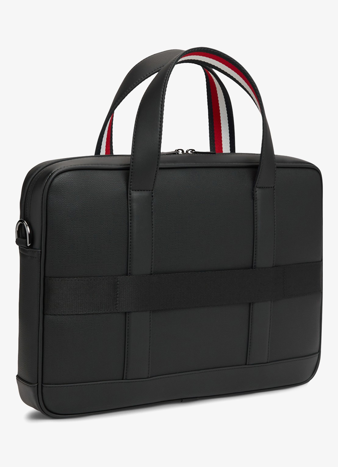 Tommy Hilfiger Laptoptas van canvas  - achterkant 5 zwart