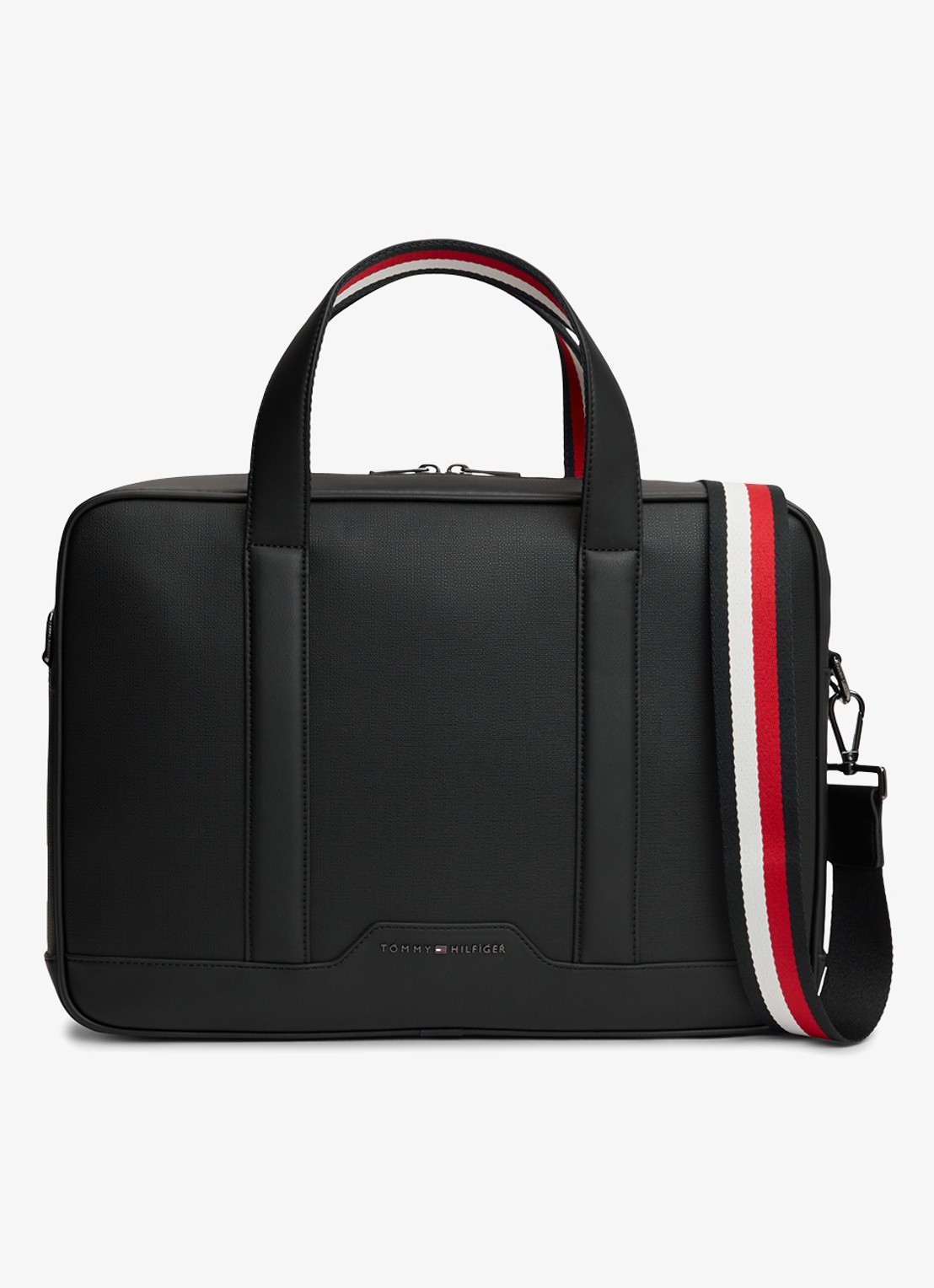 Tommy Hilfiger Laptoptas van canvas  - voorkant 4 zwart