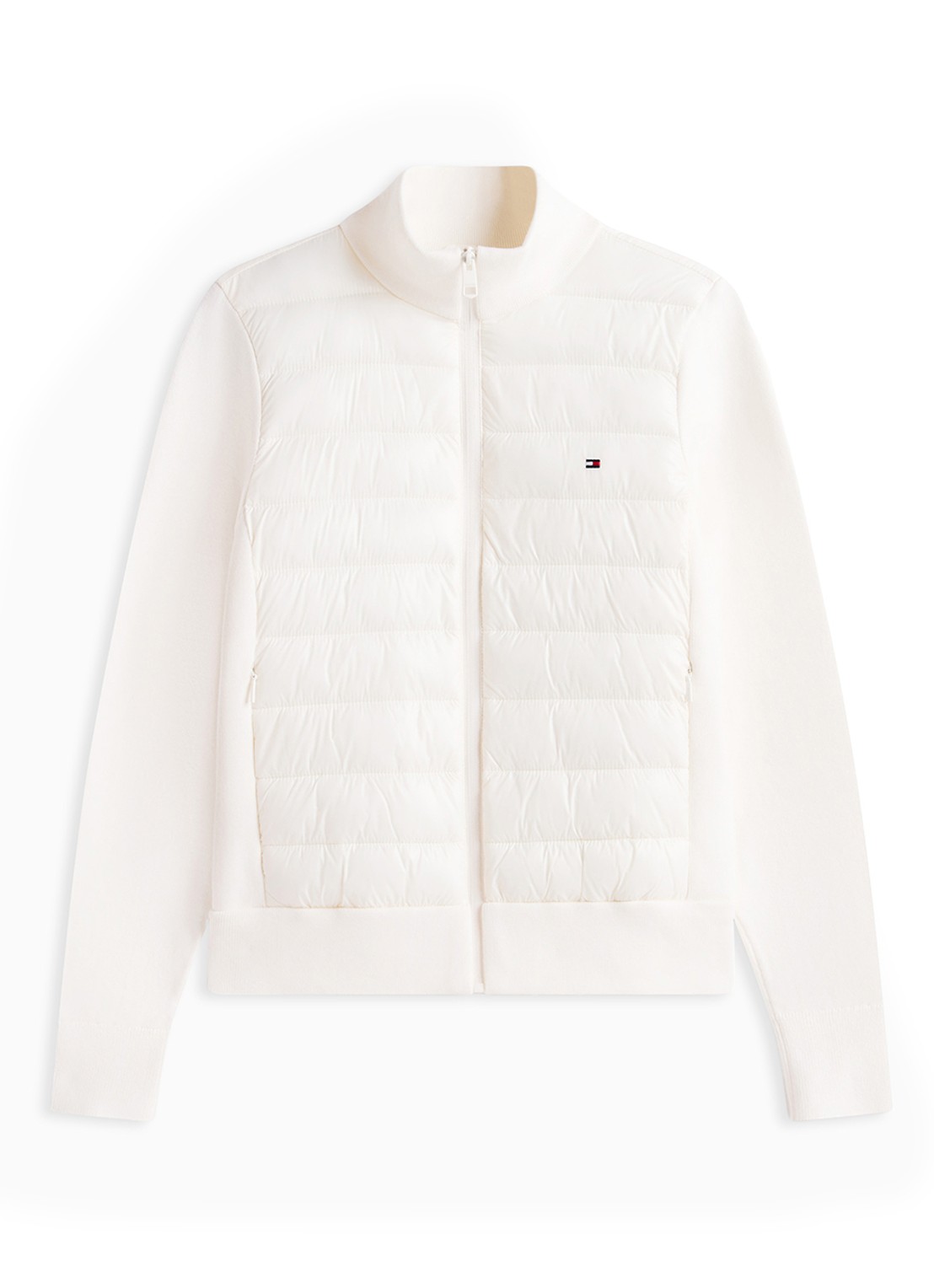 Tommy Hilfiger Lightweight gewatteerde jack met logo - voorkant ivoor
