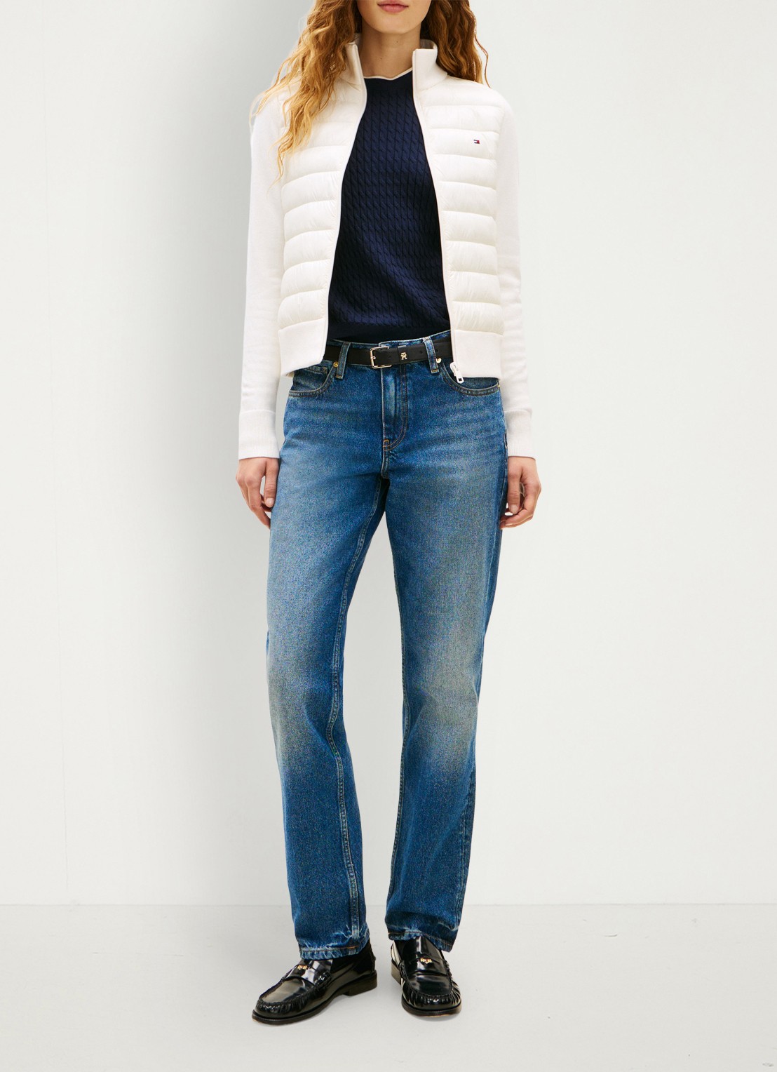 Tommy Hilfiger Lightweight gewatteerde jack met logo - voorkant 2 ivoor