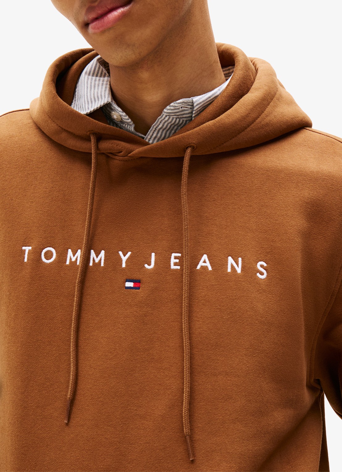 Tommy Hilfiger Linear Logo Embroidery Kangaroo Pocket Hoody - detail 4 bruin