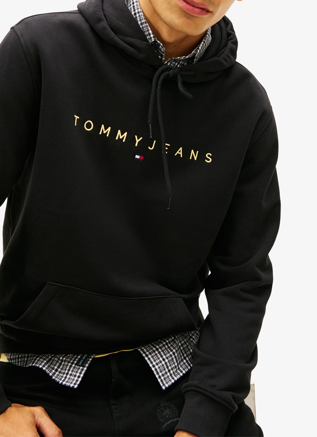 Tommy Hilfiger Linear Logo Embroidery Kangaroo Pocket Hoody - detail 5 middengrijs