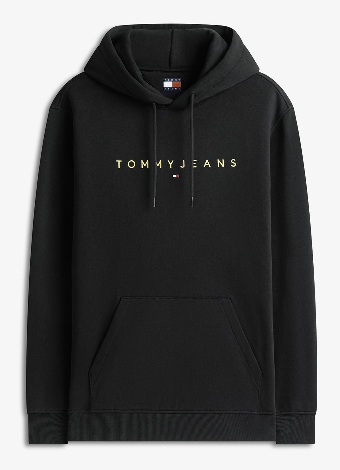Tommy Hilfiger Linear Logo Embroidery Kangaroo Pocket Hoody - voorkant middengrijs