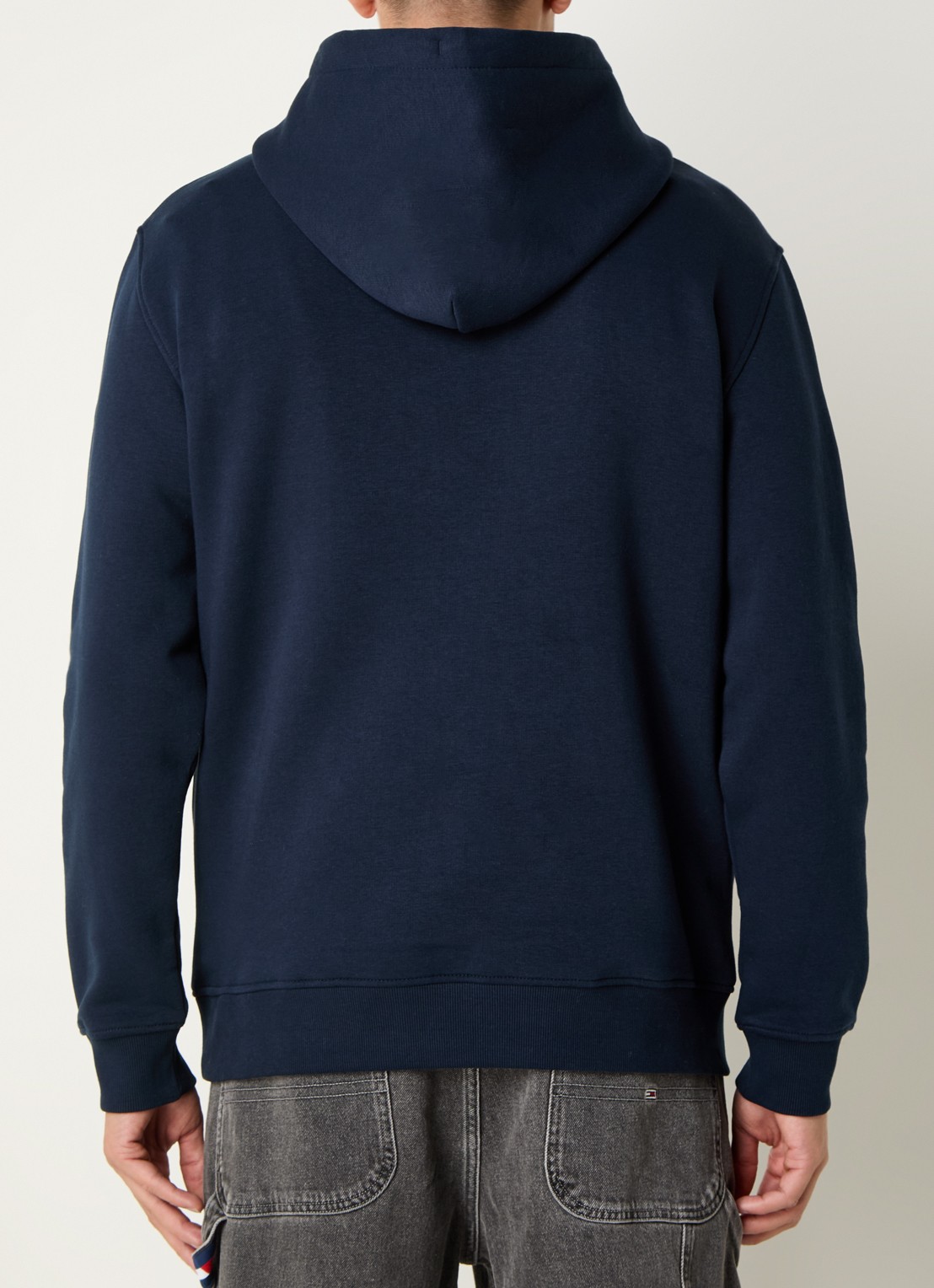 Tommy Hilfiger Linear Logo Embroidery Kangaroo Pocket Hoody - achterkant 3 donkerblauw