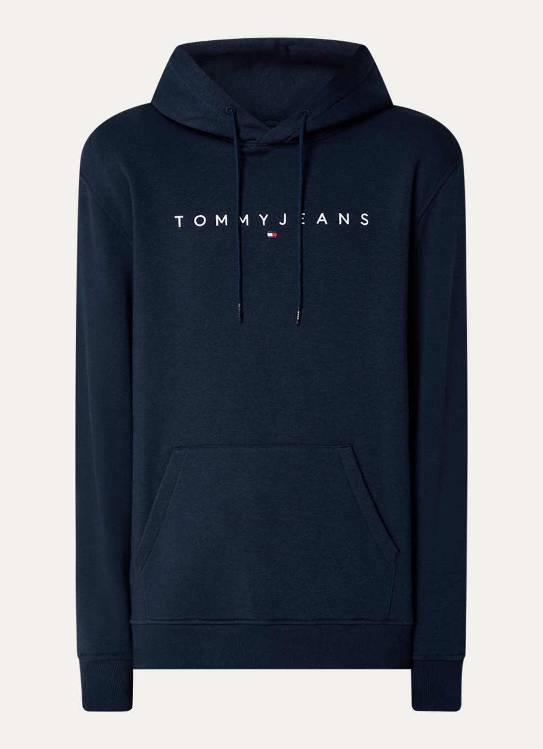 Tommy Hilfiger Linear Logo Embroidery Kangaroo Pocket Hoody - voorkant 4 donkerblauw