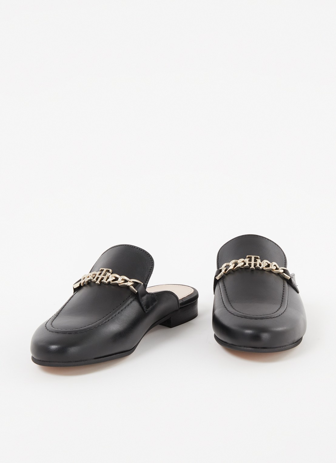Tommy Hilfiger Loafer van leer met logo - detail zwart