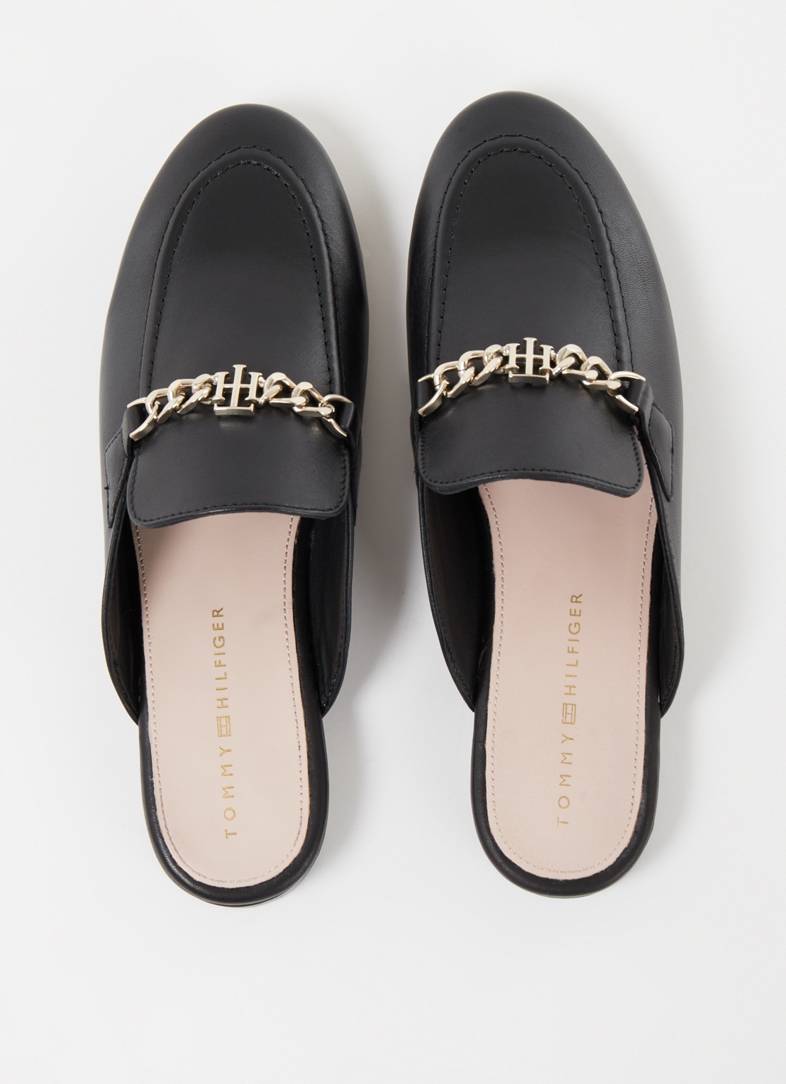 Tommy Hilfiger Loafer van leer met logo - detail 3 zwart