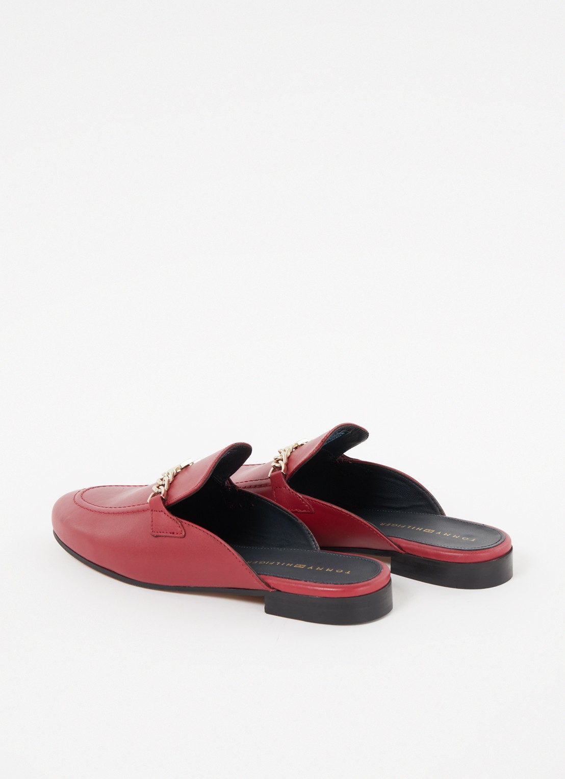 Tommy Hilfiger Loafer van leer met logo - detail 2 steenrood