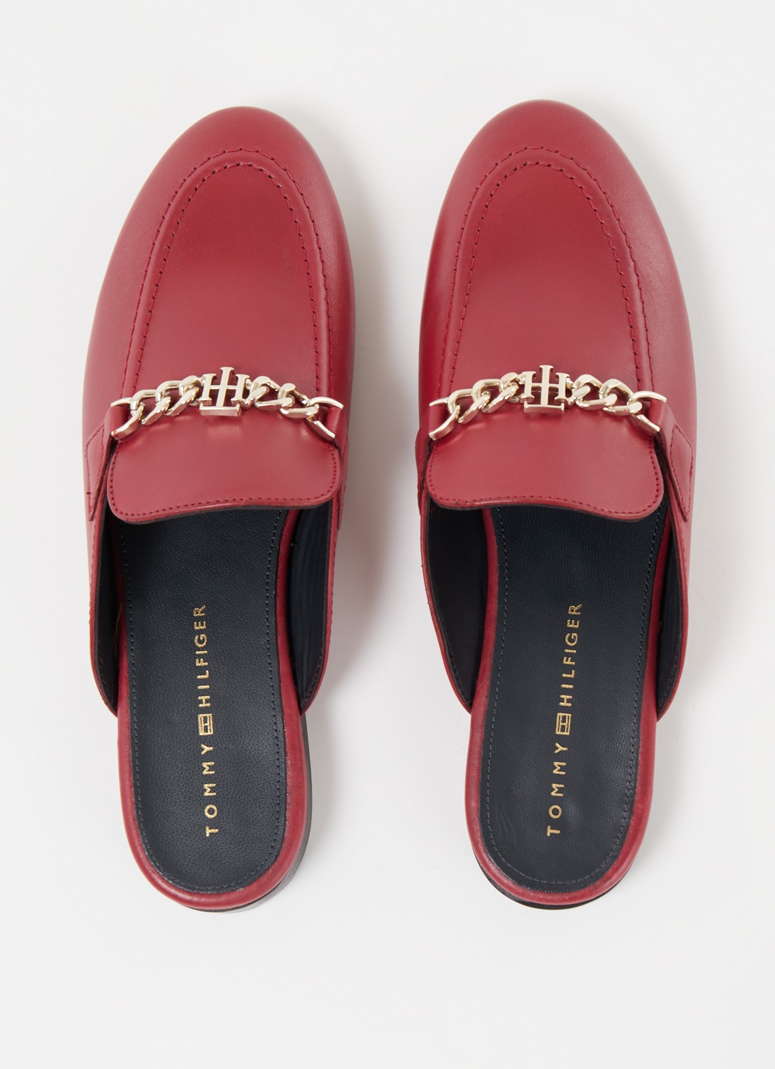 Tommy Hilfiger Loafer van leer met logo - detail 3 steenrood