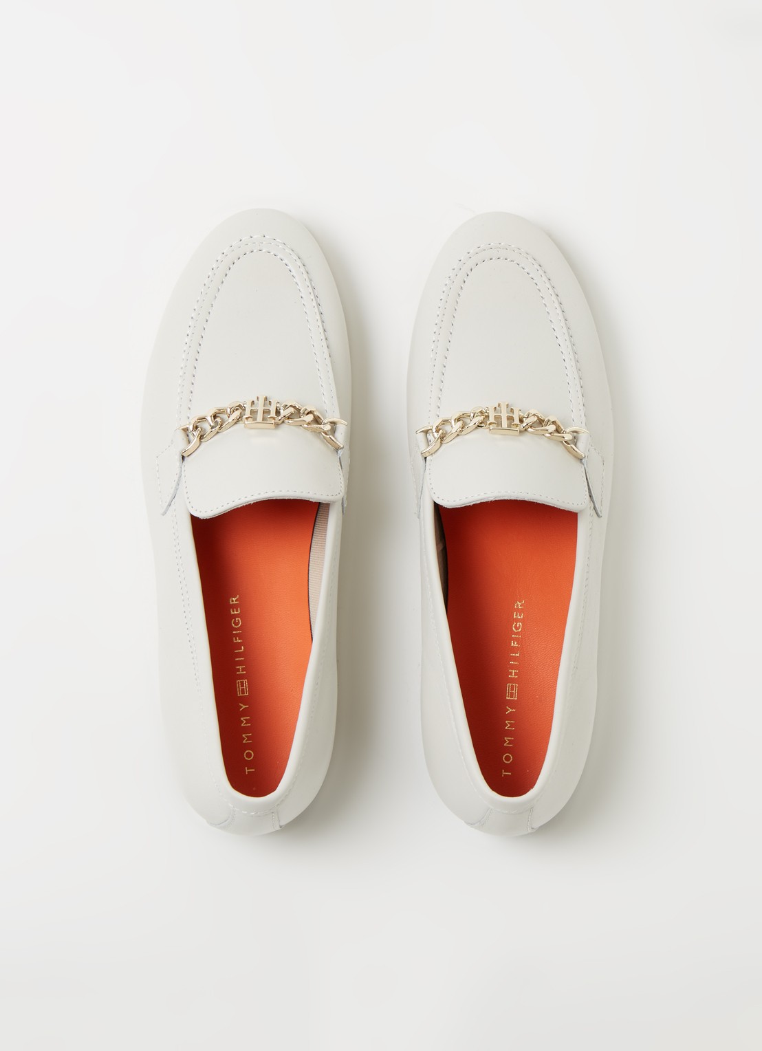 Tommy Hilfiger Loafer van leer - detail 3 gebroken wit