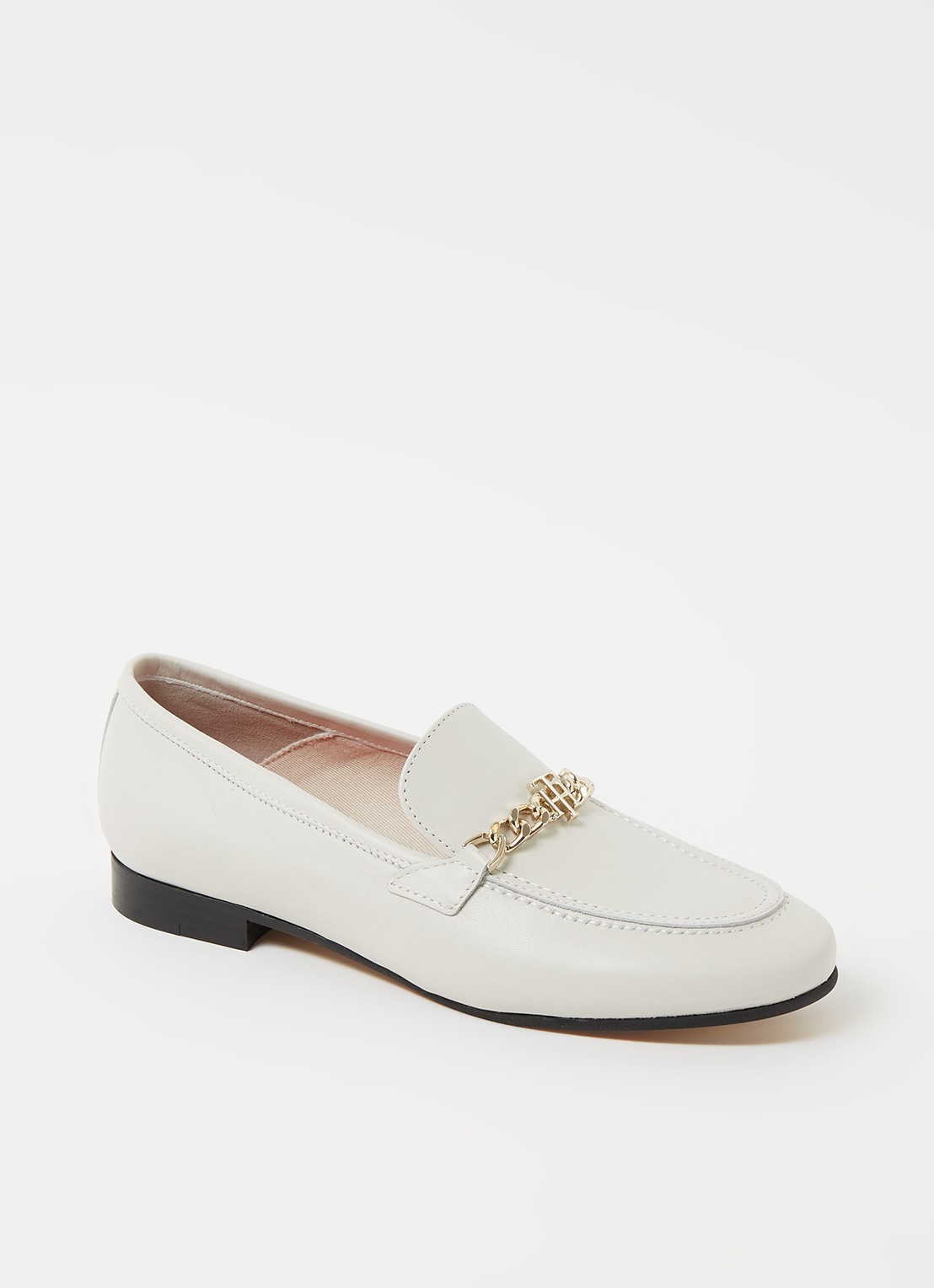 Tommy Hilfiger Loafer van leer - voorkant 5 gebroken wit