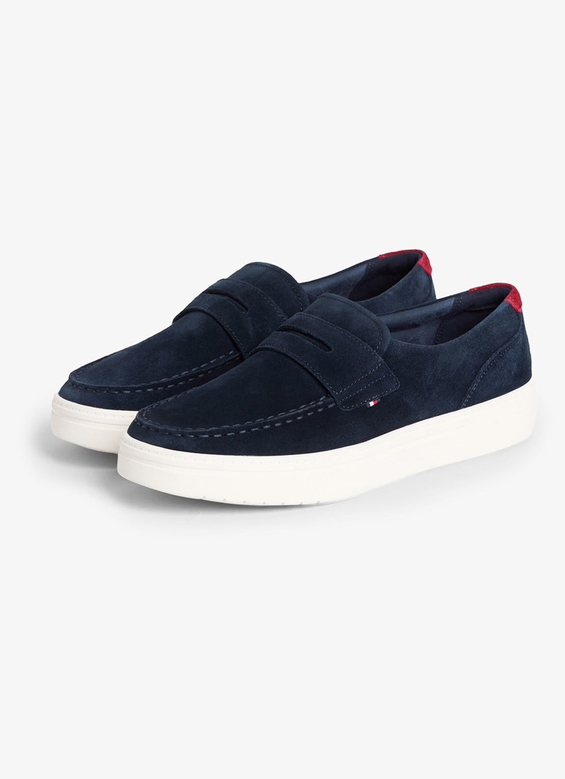 Tommy Hilfiger Loafer van suède  - voorkant 6 donkerblauw